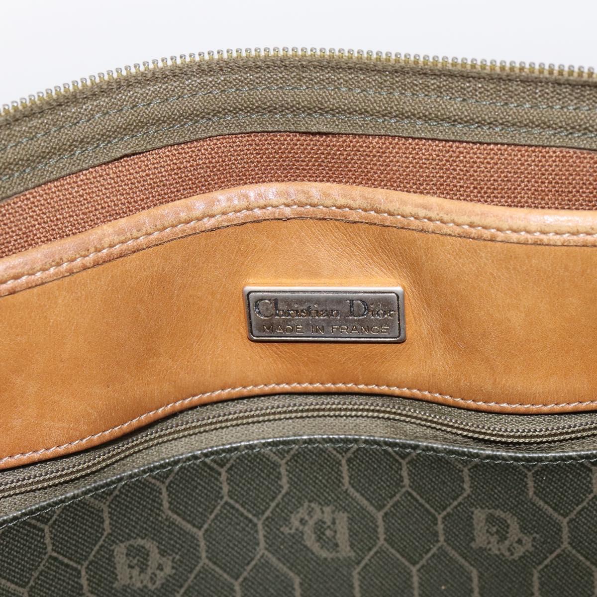 Christian Dior Honeycomb Tote Bag PVC Leather Khaki Gold Tone Auth 202274