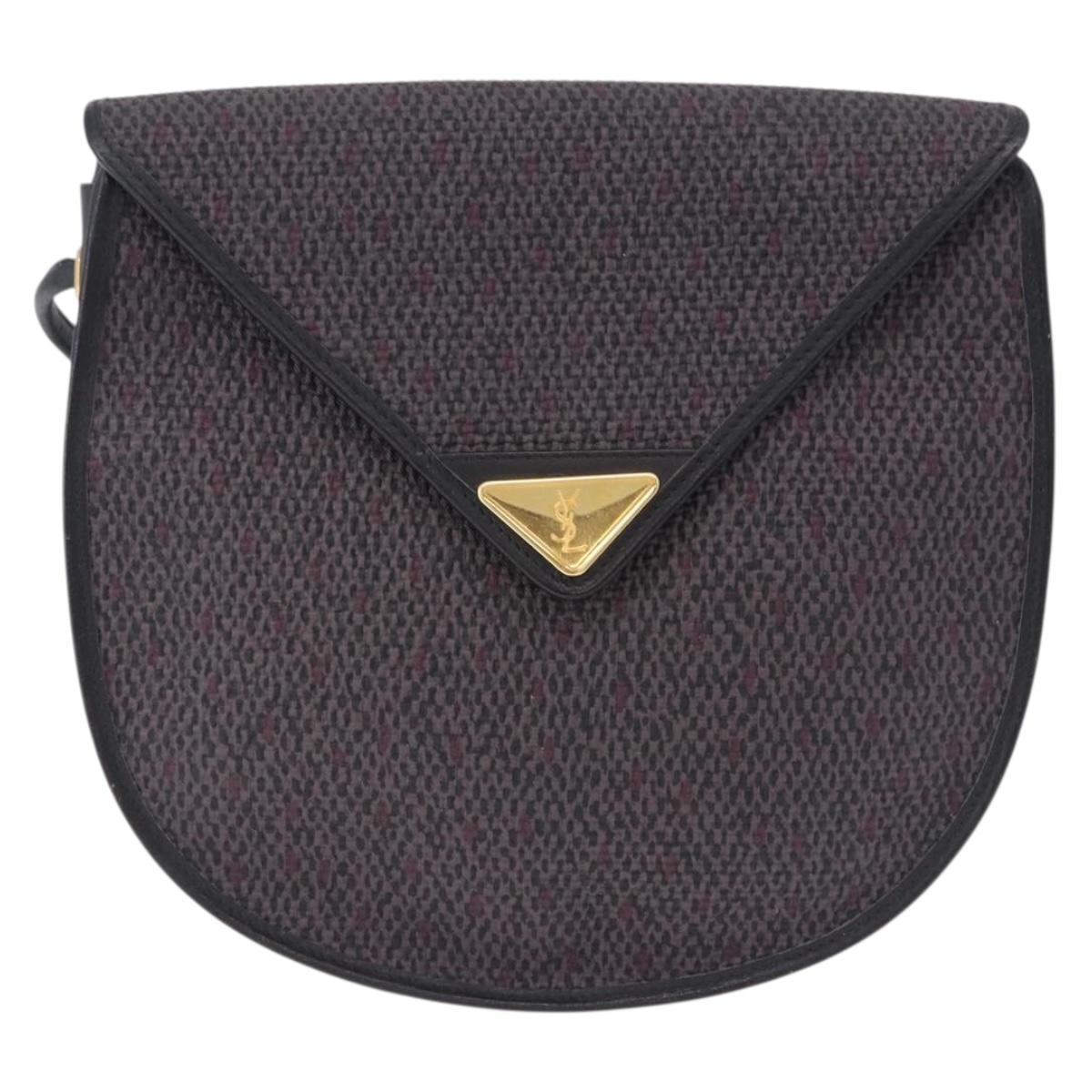 SAINT LAURENT Shoulder Bag Canvas Purple Gold Tone Auth 202276A