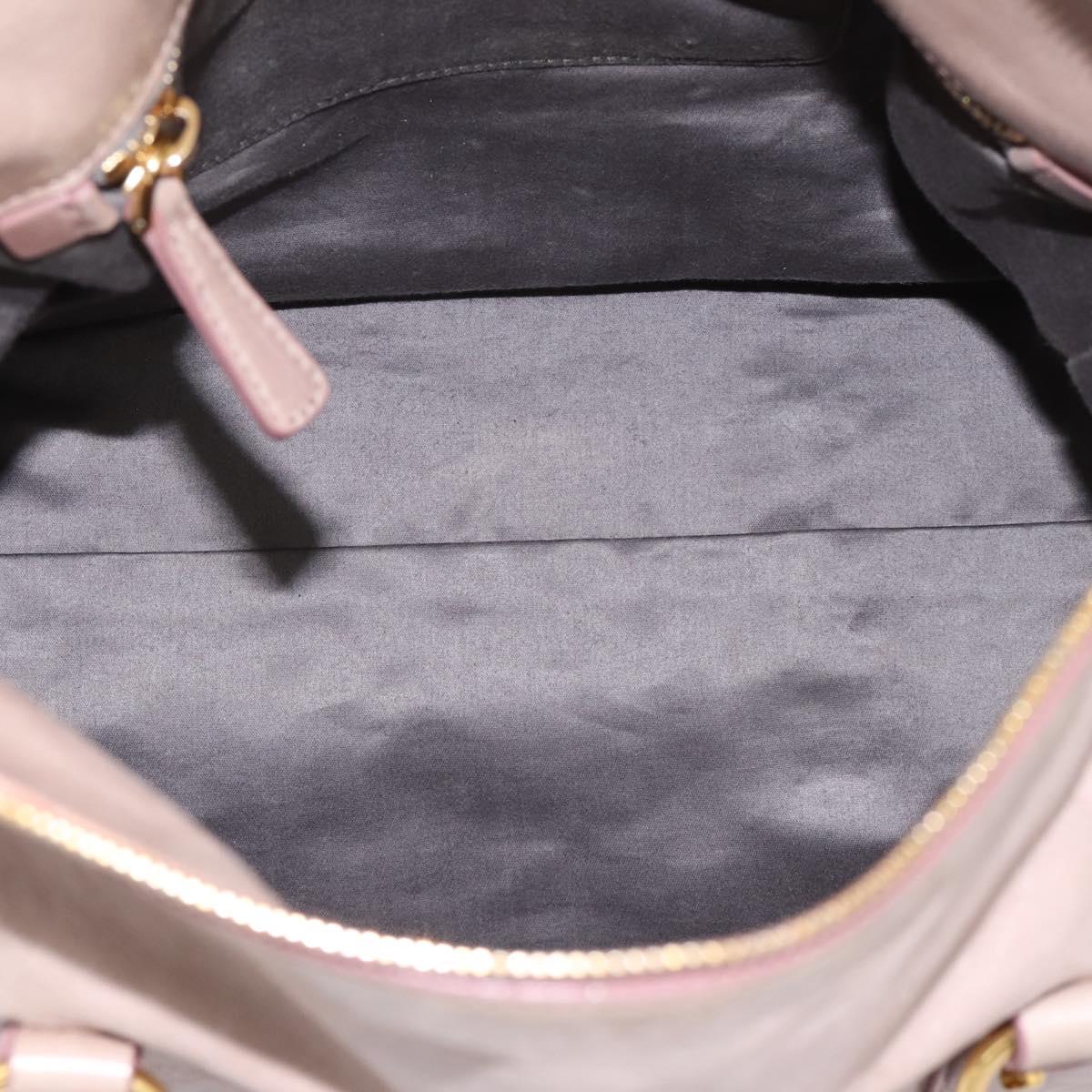 Miu Miu Vitellolux Hand Bag Leather 2way Gray Gold Auth 202277M
