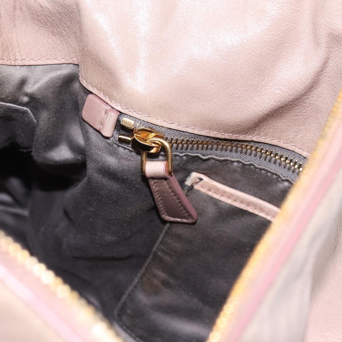 Miu Miu Vitellolux Hand Bag Leather 2way Gray Gold Auth 202277M