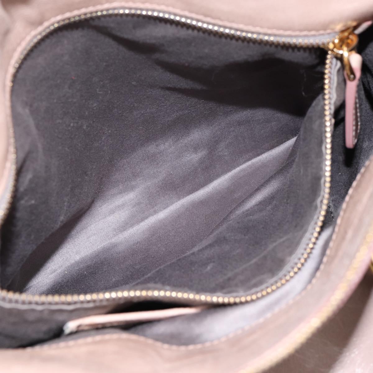 Miu Miu Vitellolux Hand Bag Leather 2way Gray Gold Auth 202277M