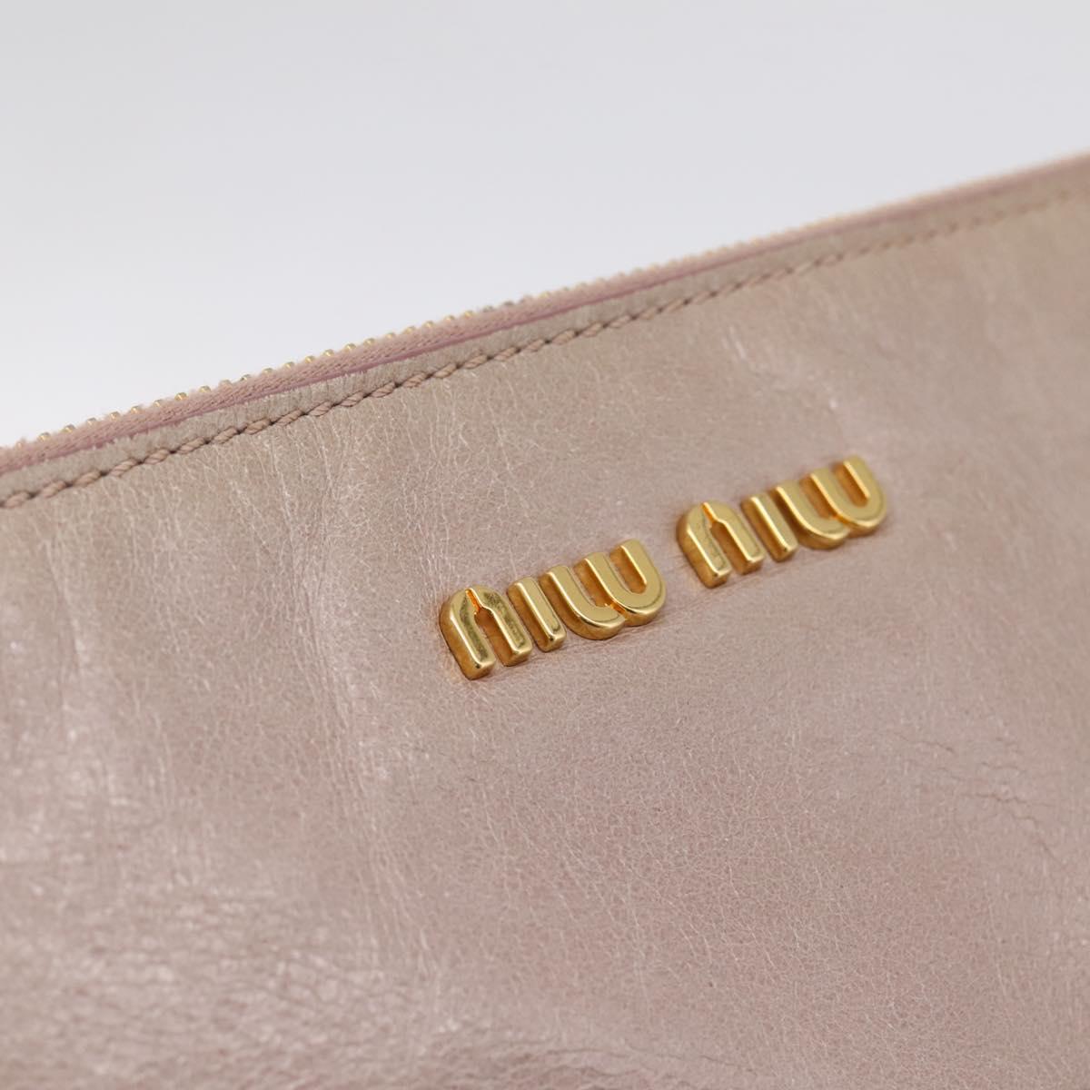 Miu Miu Vitellolux Hand Bag Leather 2way Gray Gold Auth 202277M