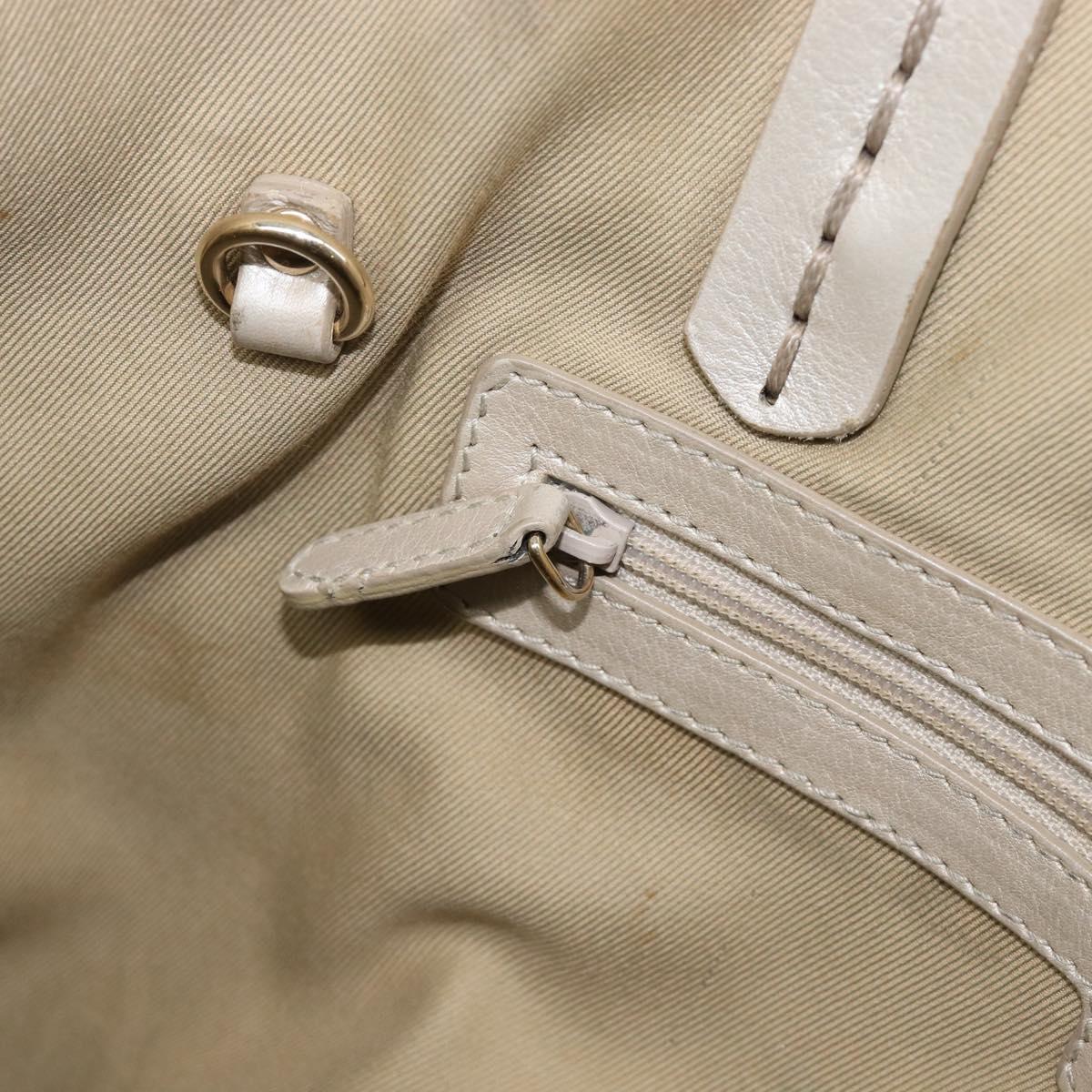 BVLGARI Tote Bag Leather Silver Auth 202279