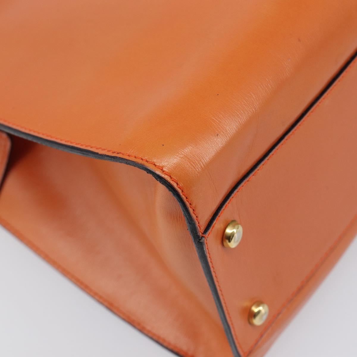 CELINE Star Ball Tote Bag Leather Orange Gold Tone Auth 202281A