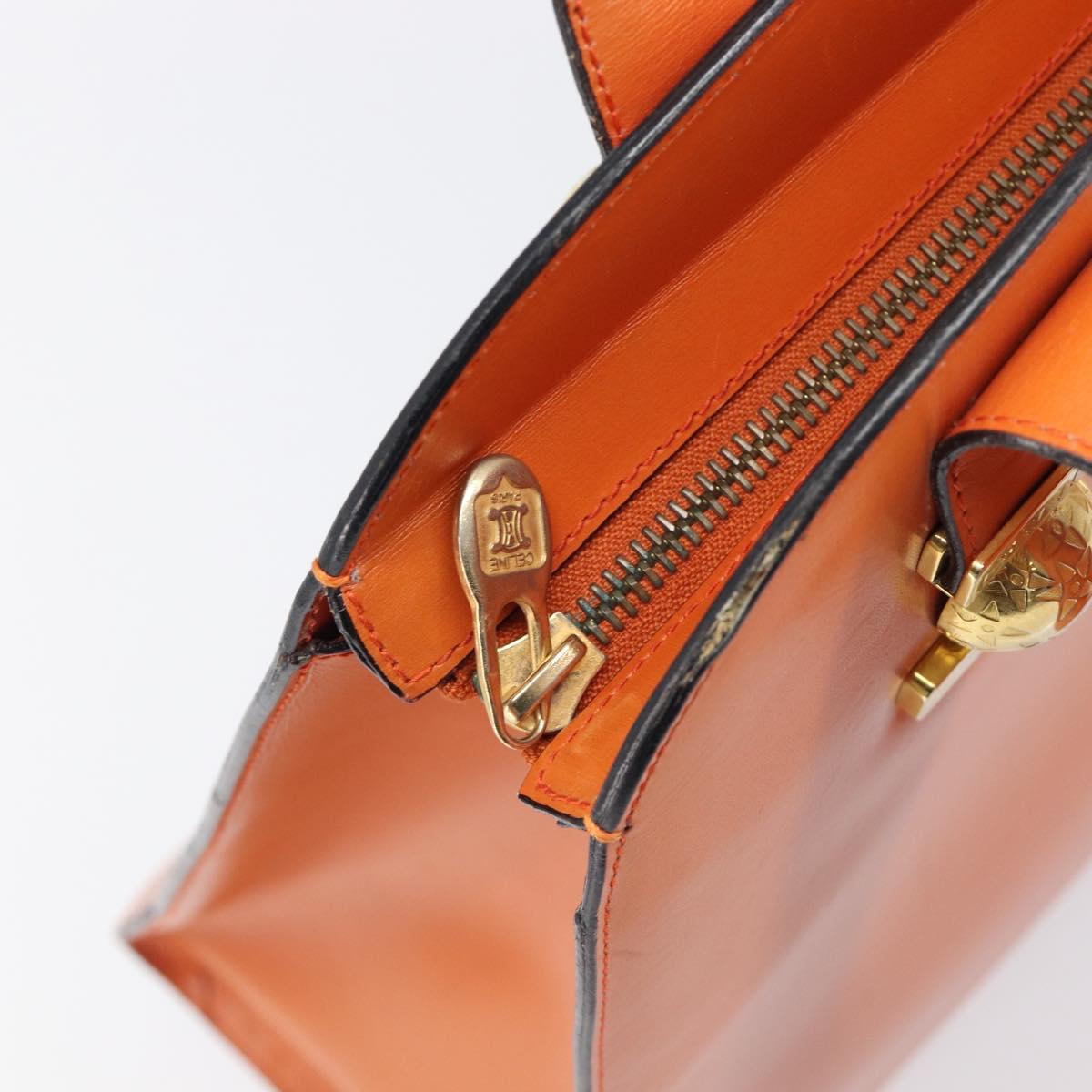 CELINE Star Ball Tote Bag Leather Orange Gold Tone Auth 202281A