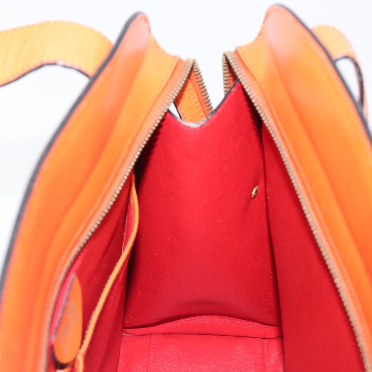CELINE Star Ball Tote Bag Leather Orange Gold Tone Auth 202281A