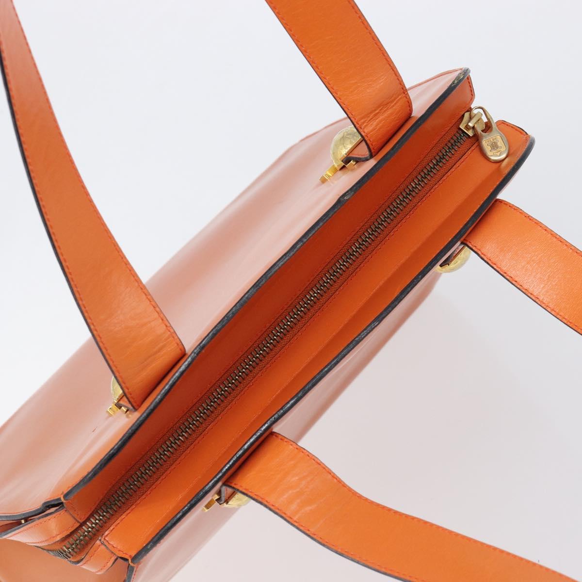 CELINE Star Ball Tote Bag Leather Orange Gold Tone Auth 202281A