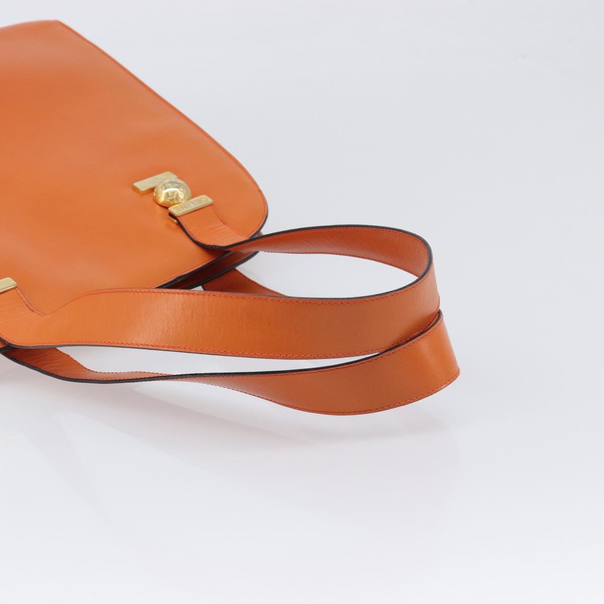 CELINE Star Ball Tote Bag Leather Orange Gold Tone Auth 202281A