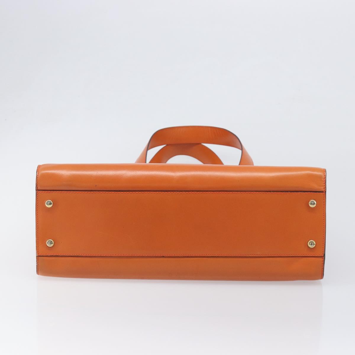 CELINE Star Ball Tote Bag Leather Orange Gold Tone Auth 202281A