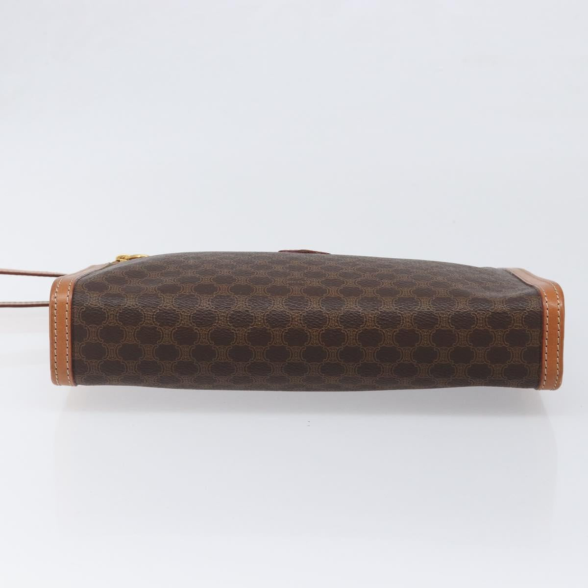CELINE Macadam Clutch Bag PVC Leather Brown Gold Tone Auth 202284A