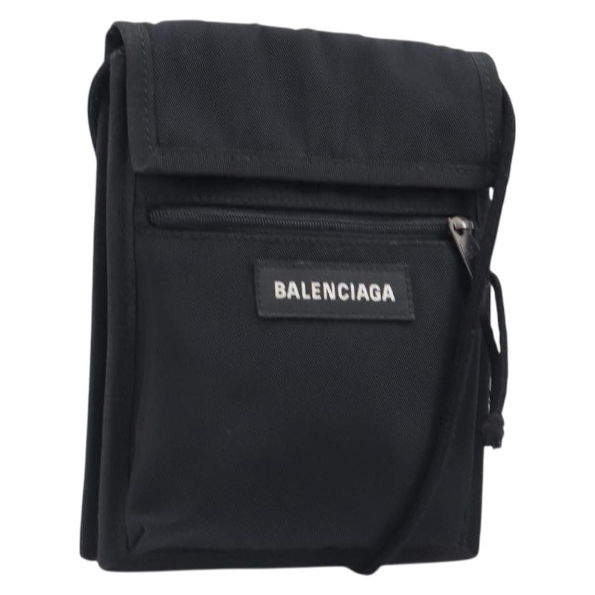 BALENCIAGA Explorer Shoulder Bag Canvas Black White 532298 Auth 202287A
