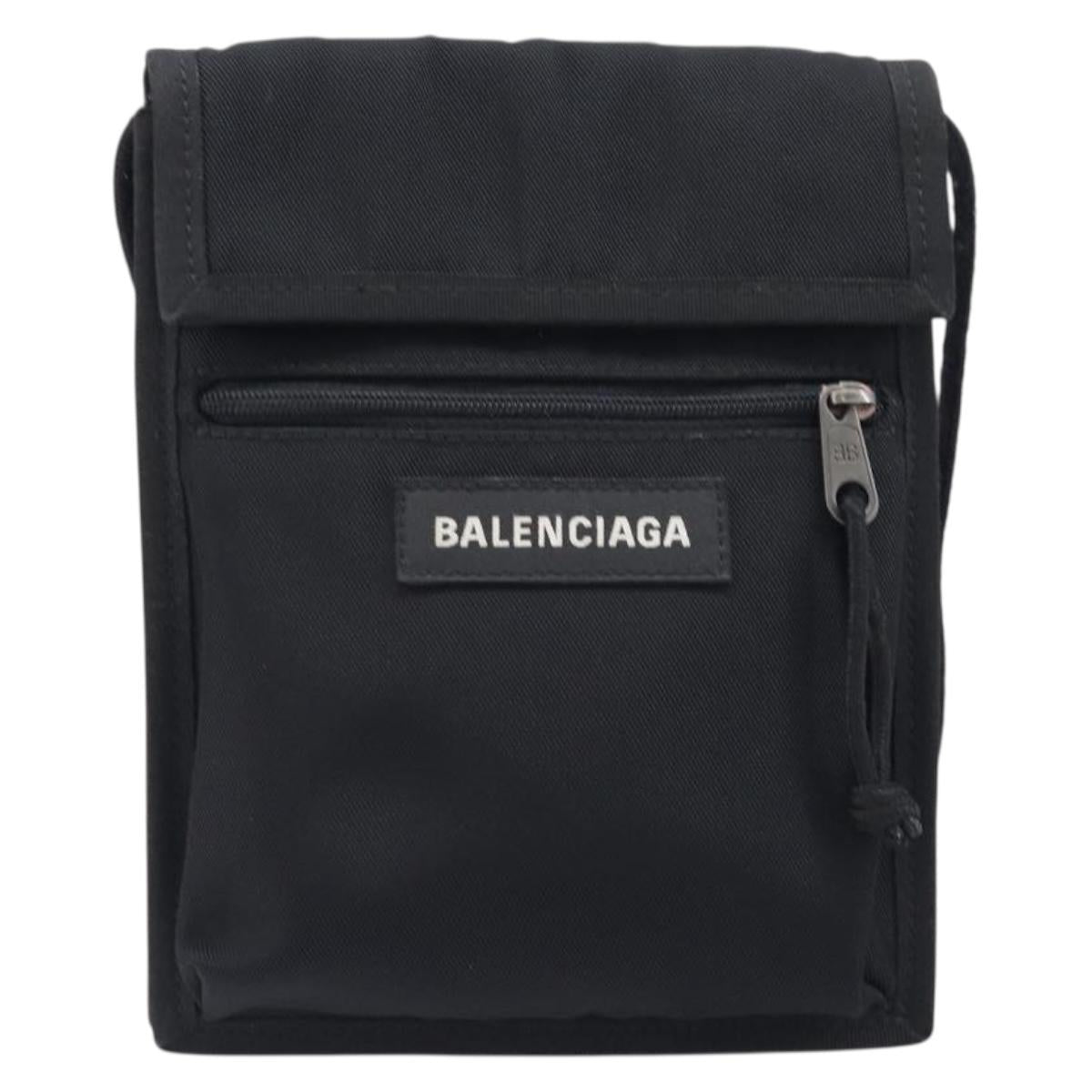 BALENCIAGA Explorer Shoulder Bag Canvas Black White 532298 Auth 202287A