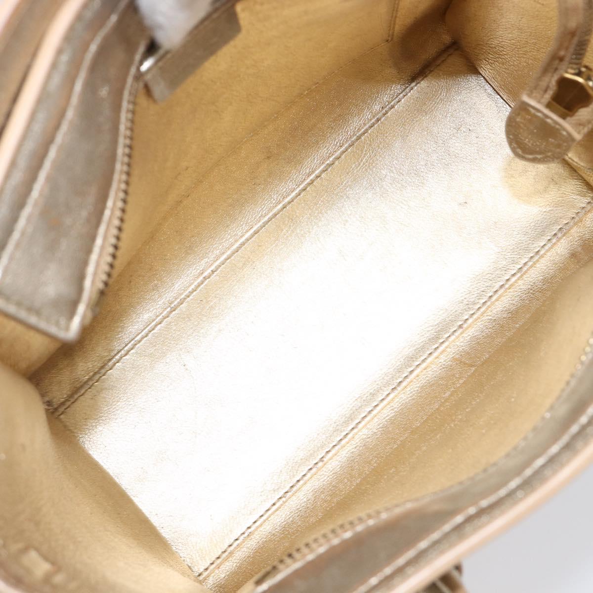 CELINE Luggage Nano Shopper Hand Bag Leather 2way Gold Auth 202288A