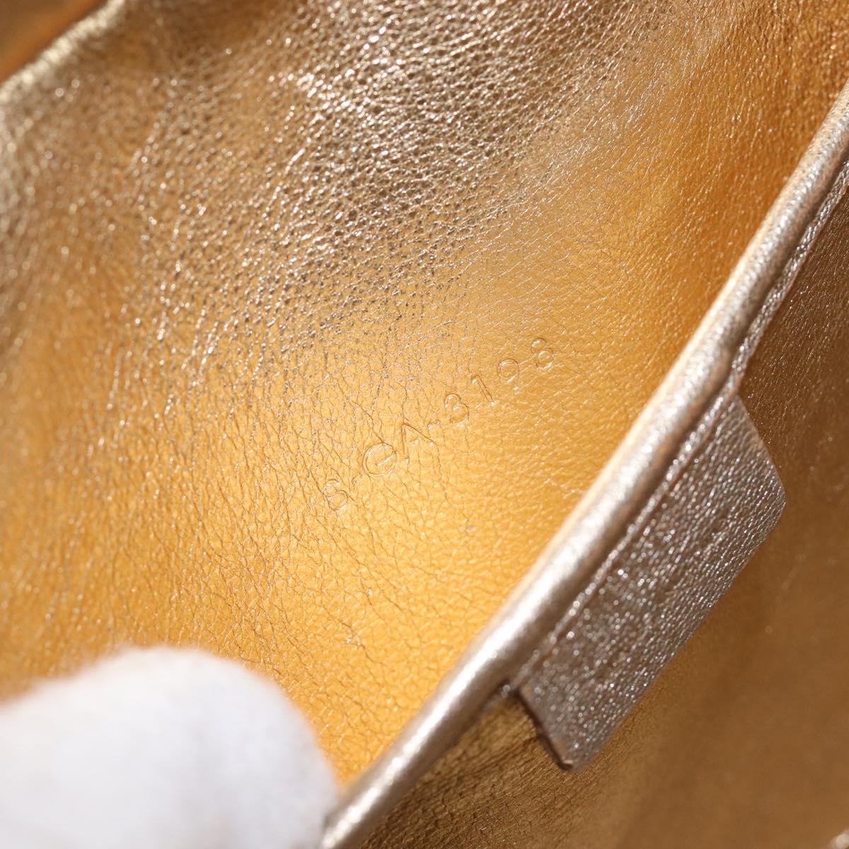 CELINE Luggage Nano Shopper Hand Bag Leather 2way Gold Auth 202288A
