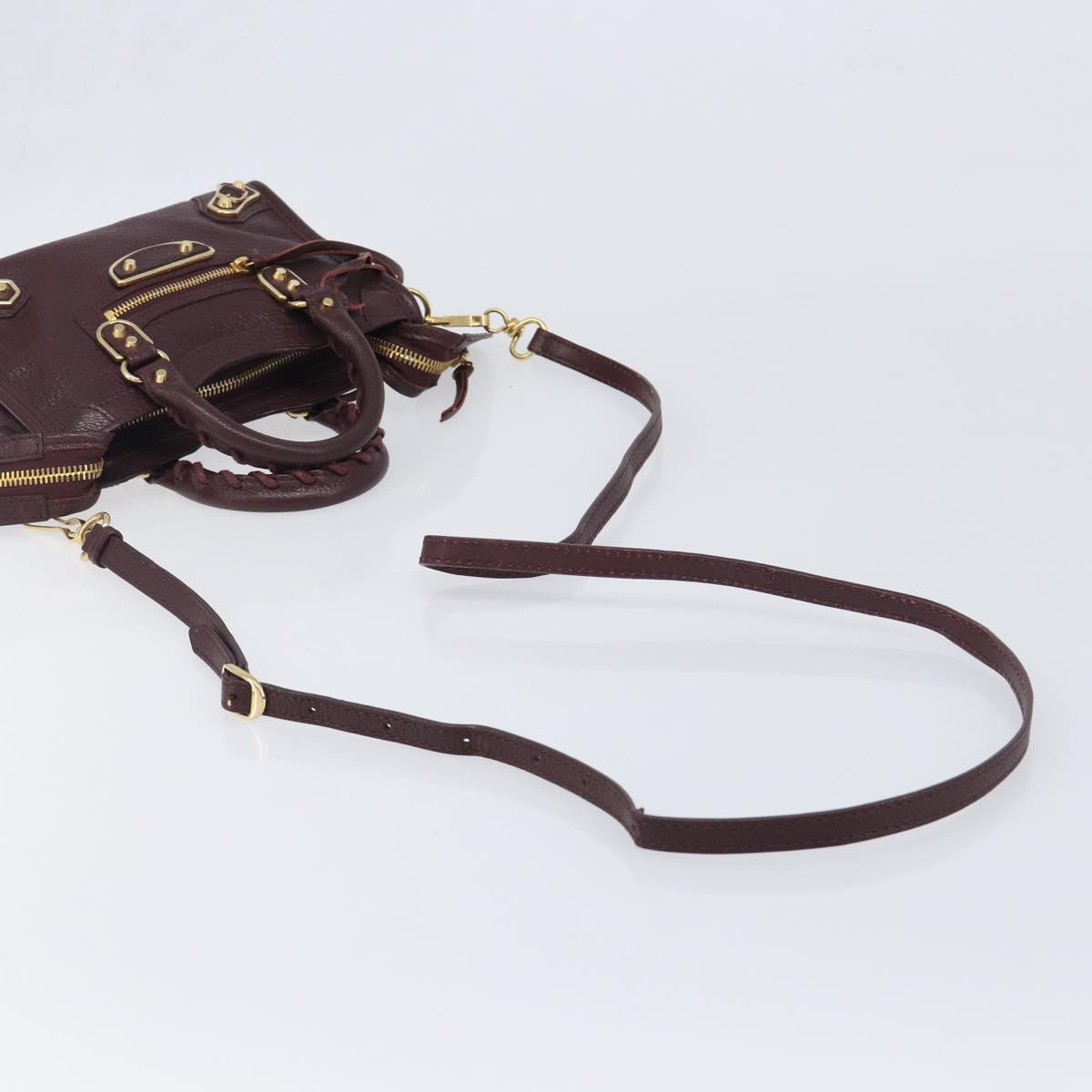 BALENCIAGA Classic Metallic Edge Nano City Leather Bordeaux 505982 Auth 202292V