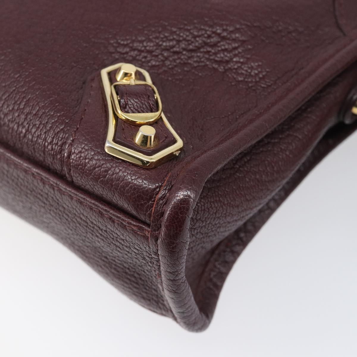BALENCIAGA Classic Metallic Edge Nano City Leather Bordeaux 505982 Auth 202292V