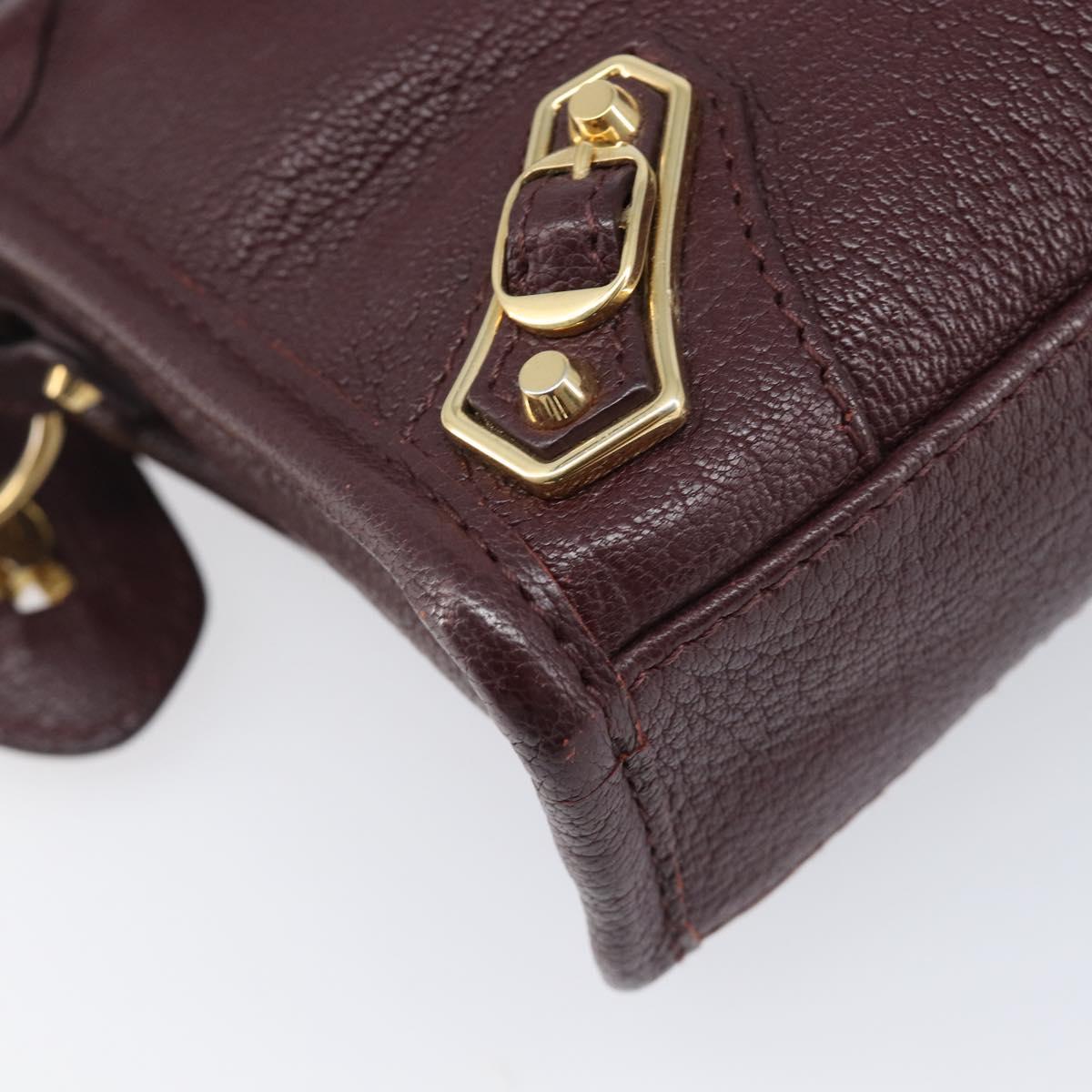 BALENCIAGA Classic Metallic Edge Nano City Leather Bordeaux 505982 Auth 202292V