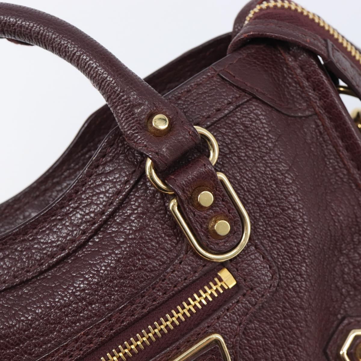 BALENCIAGA Classic Metallic Edge Nano City Leather Bordeaux 505982 Auth 202292V