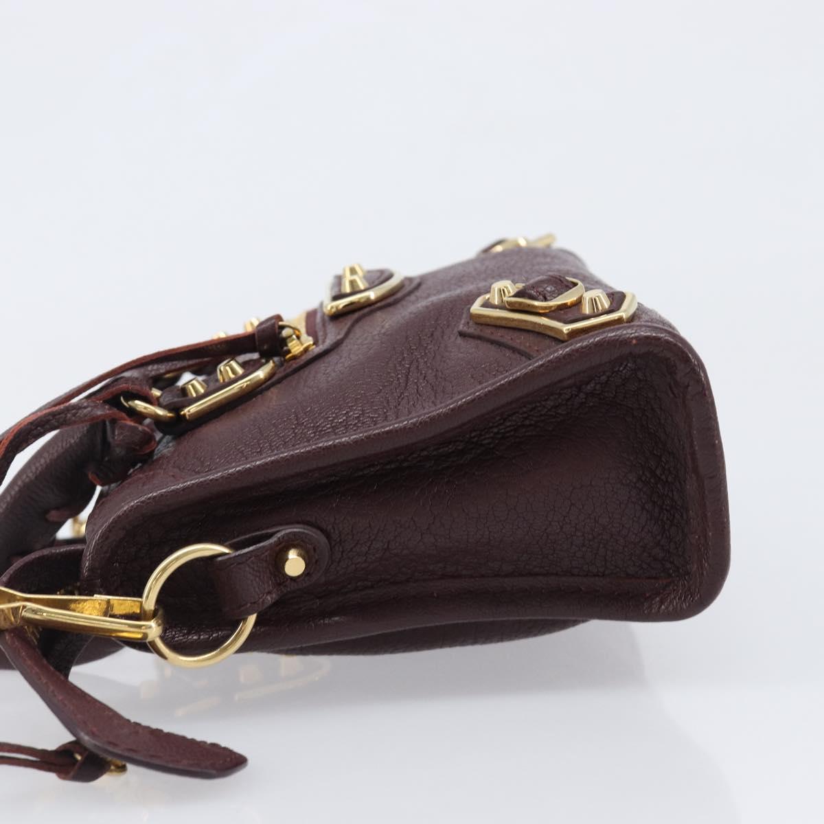 BALENCIAGA Classic Metallic Edge Nano City Leather Bordeaux 505982 Auth 202292V