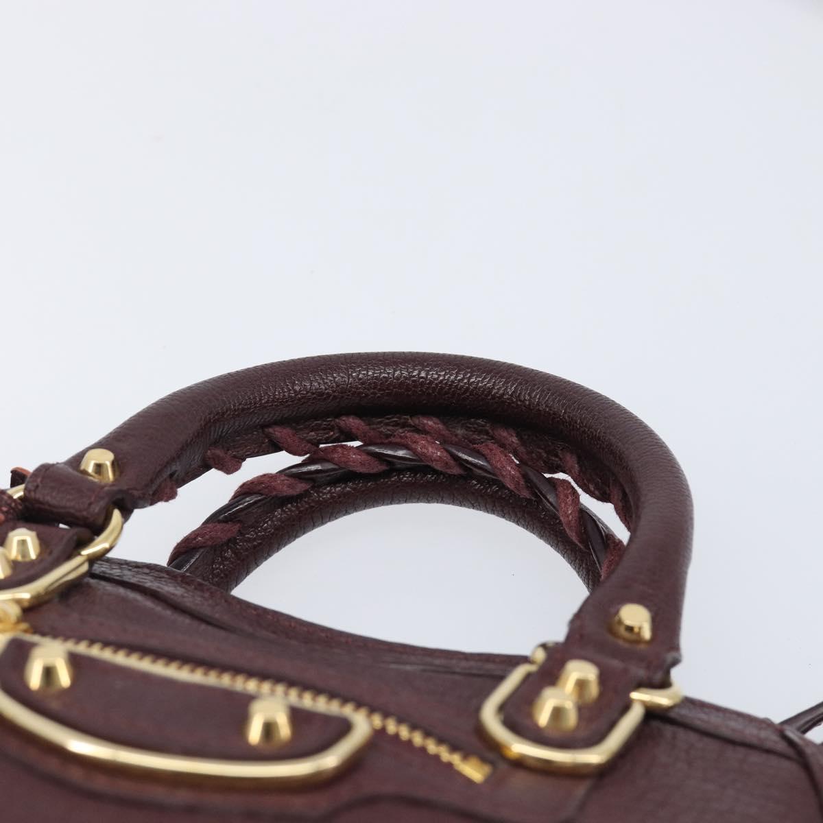 BALENCIAGA Classic Metallic Edge Nano City Leather Bordeaux 505982 Auth 202292V