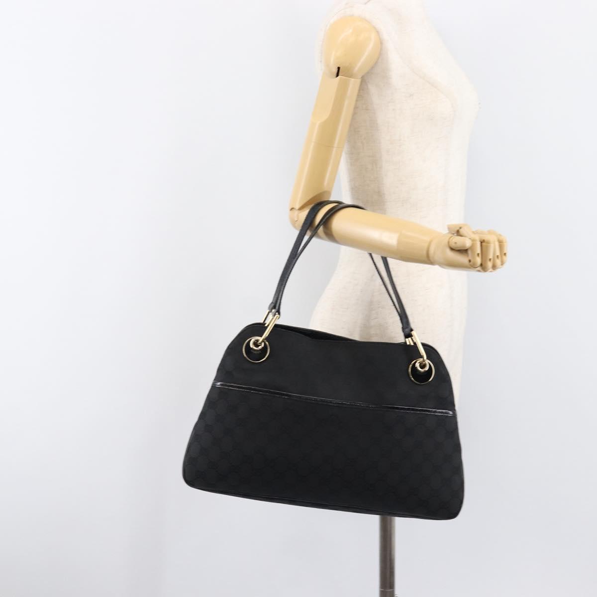 GUCCI GG Canvas Tote Bag Black Gold Tone 121023 Auth 202293A
