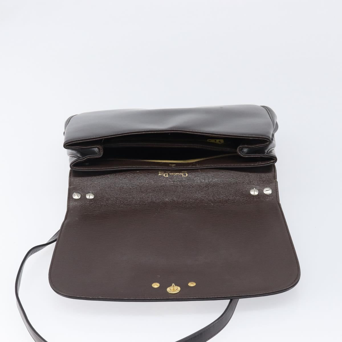 Christian Dior Shoulder Bag Calf Skin 2way Brown Gold Tone Auth 202295A