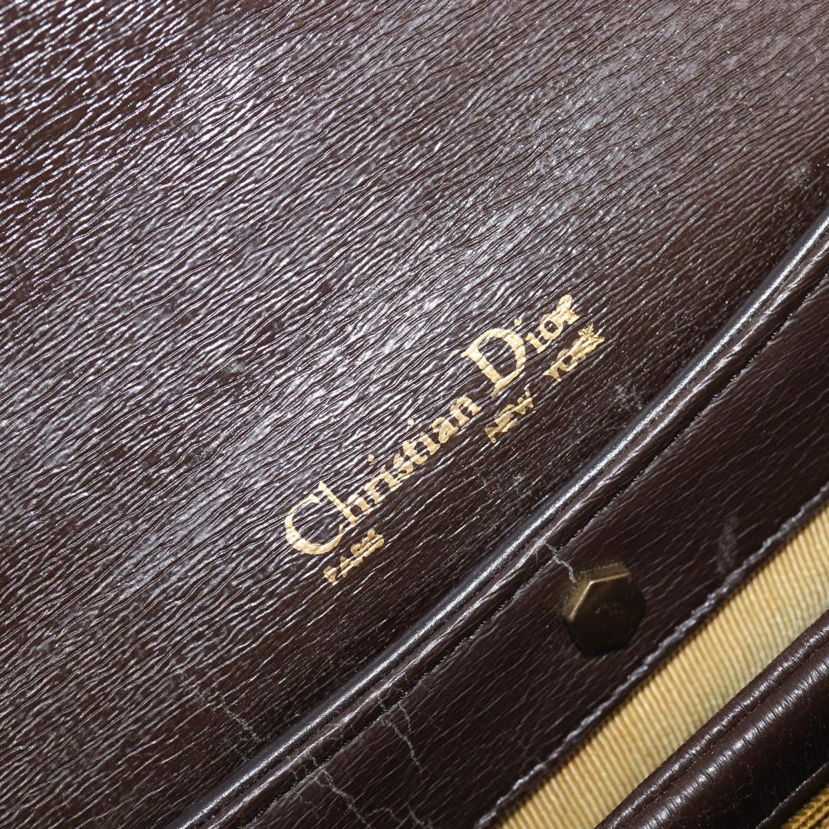 Christian Dior Shoulder Bag Calf Skin 2way Brown Gold Tone Auth 202295A
