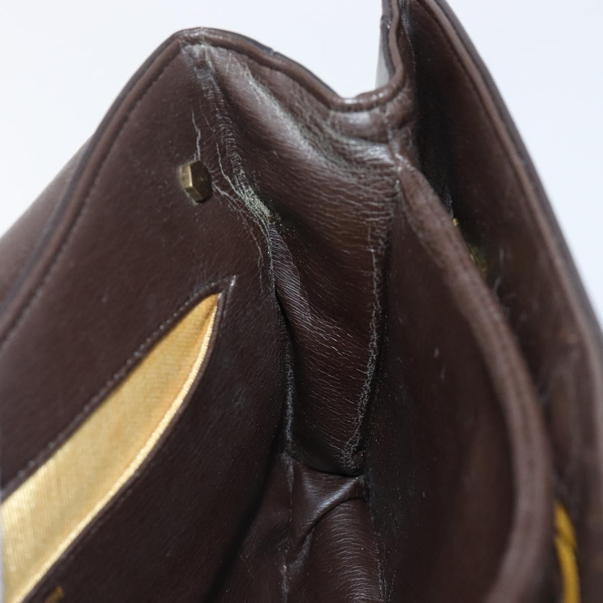 Christian Dior Shoulder Bag Calf Skin 2way Brown Gold Tone Auth 202295A