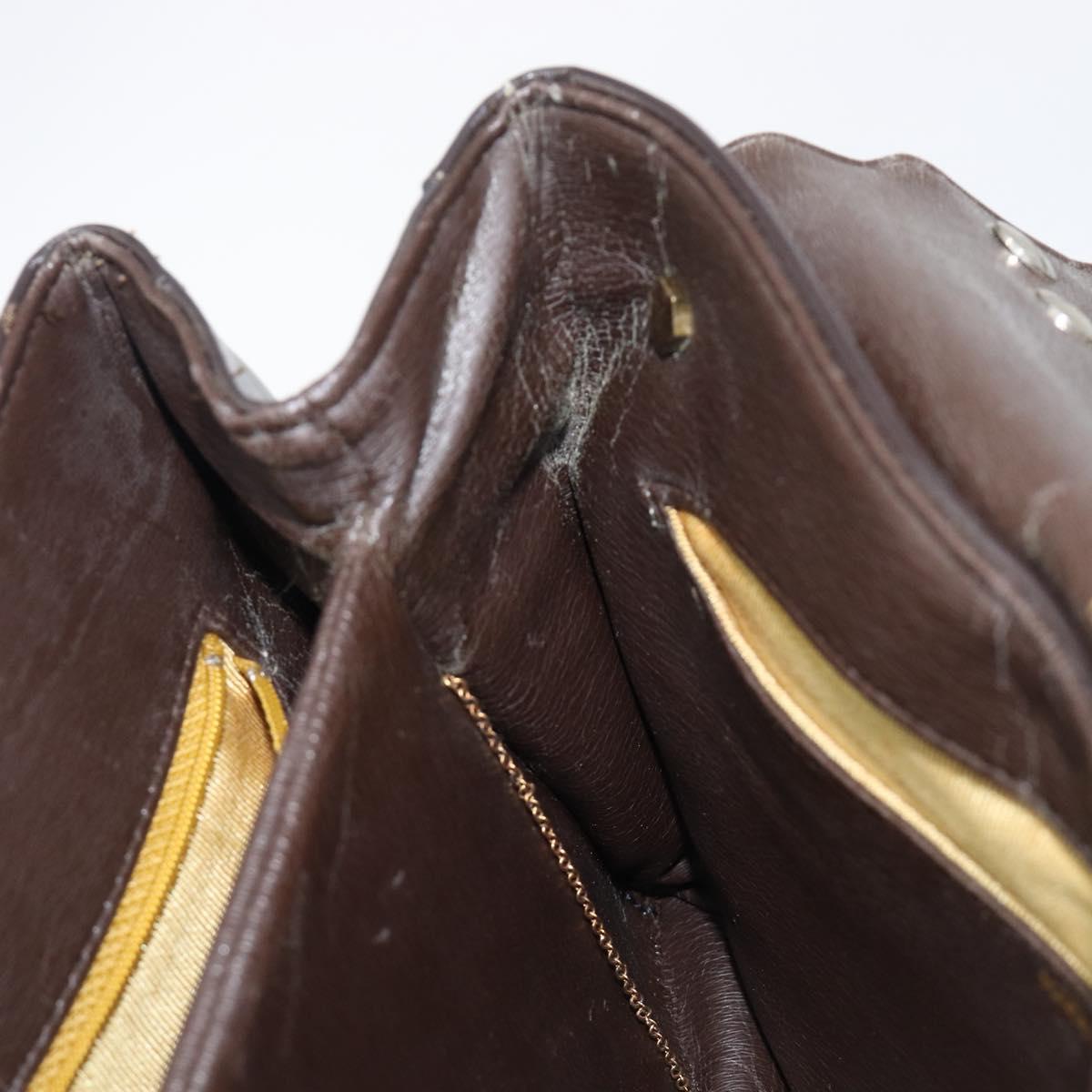 Christian Dior Shoulder Bag Calf Skin 2way Brown Gold Tone Auth 202295A