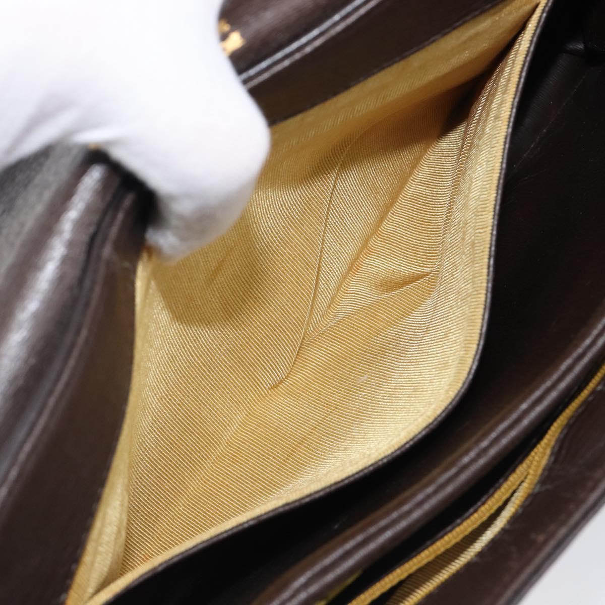 Christian Dior Shoulder Bag Calf Skin 2way Brown Gold Tone Auth 202295A