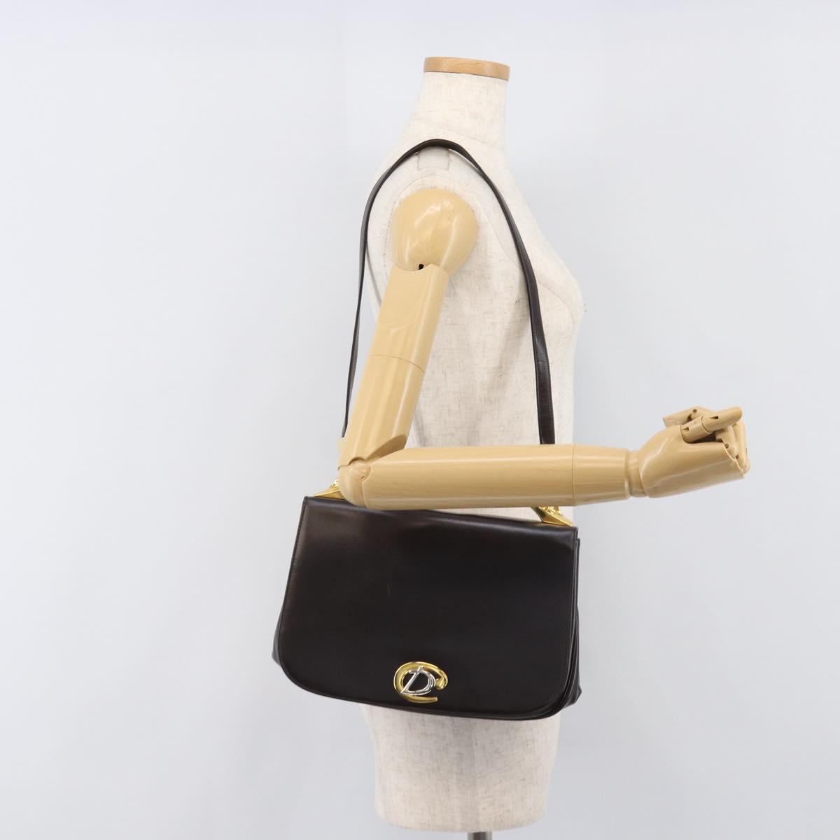 Christian Dior Shoulder Bag Calf Skin 2way Brown Gold Tone Auth 202295A