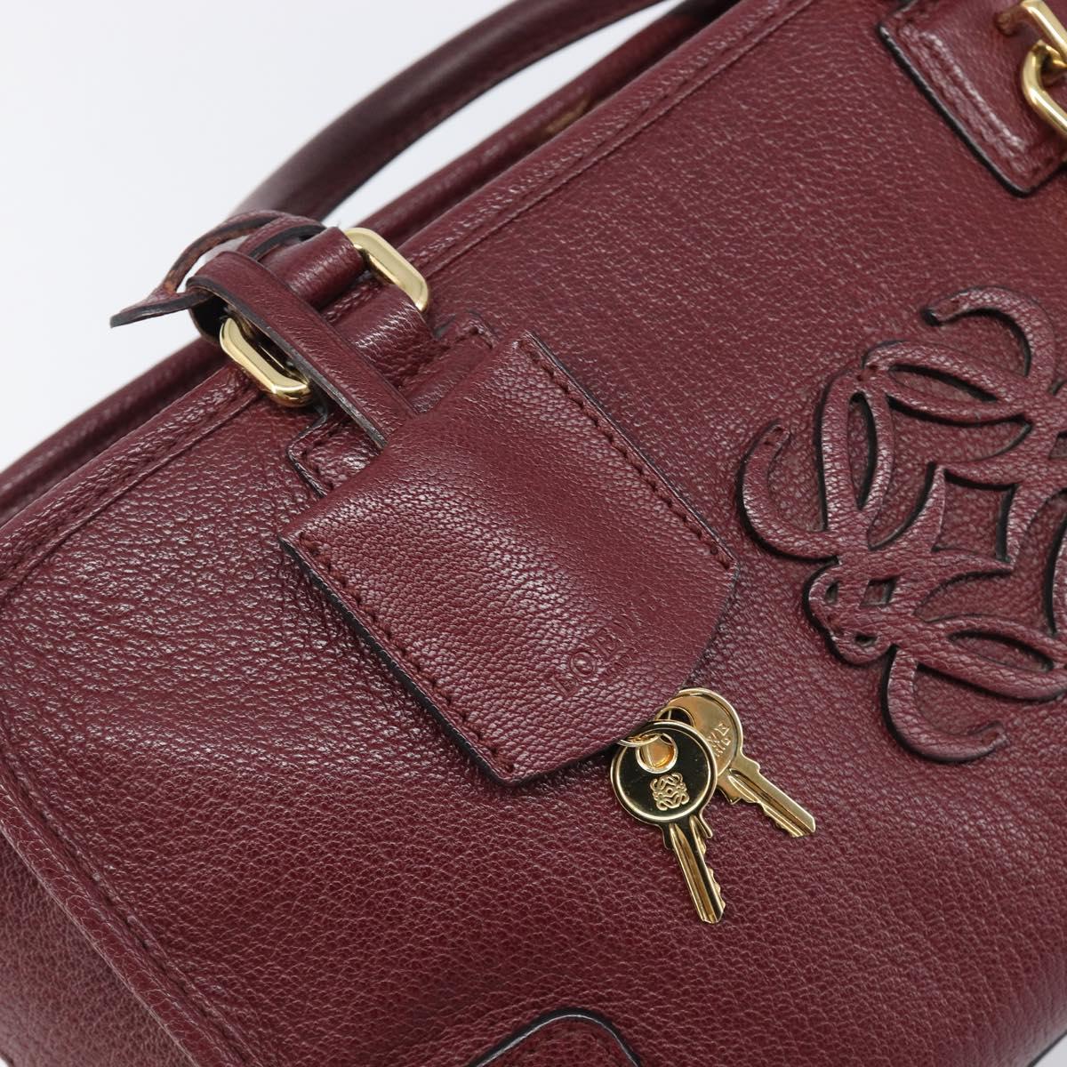 LOEWE Amazona 28 Hand Bag Leather Bordeaux Gold Auth 202297V