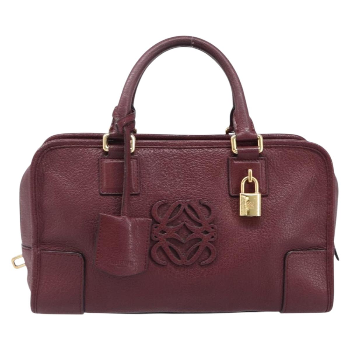 LOEWE Amazona 28 Hand Bag Leather Bordeaux Gold Auth 202297V