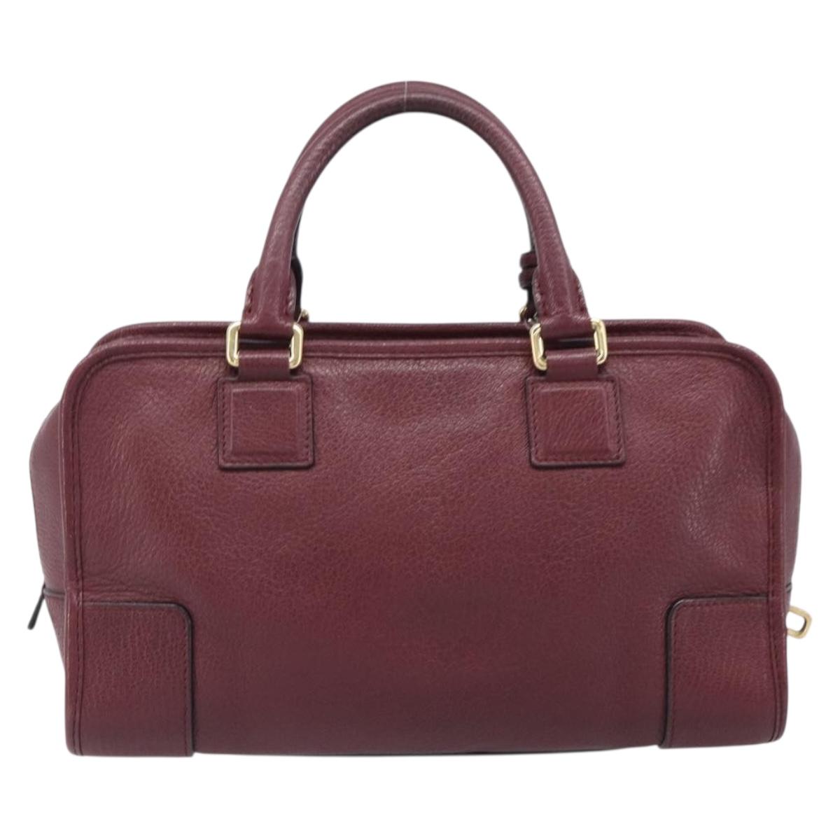 LOEWE Amazona 28 Hand Bag Leather Bordeaux Gold Auth 202297V