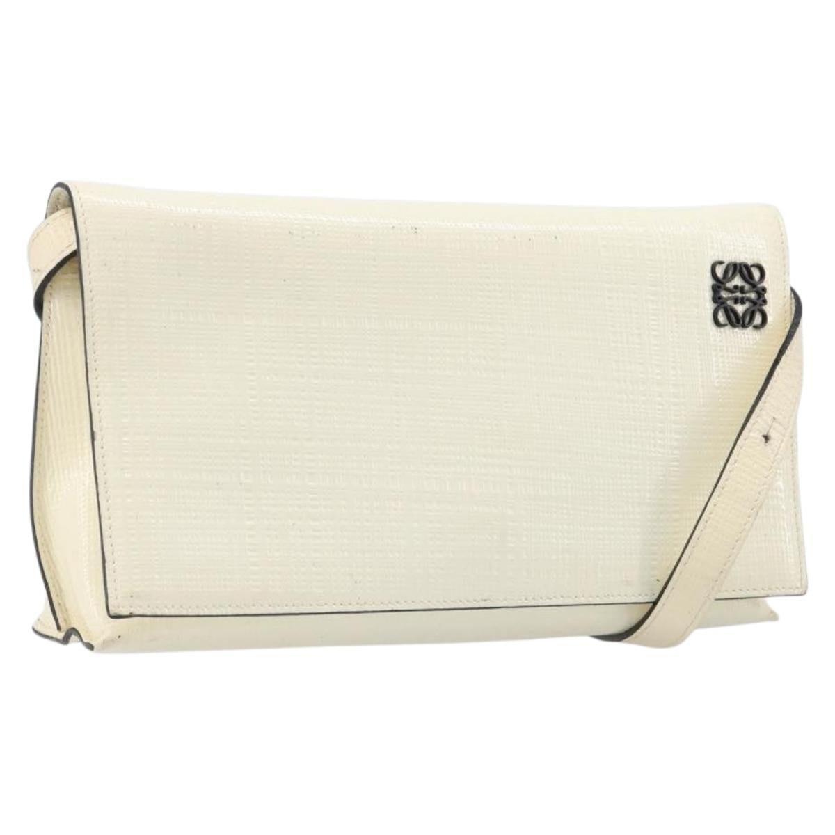LOEWE Shoulder Bag Leather Ivory Gold Tone Auth 202298