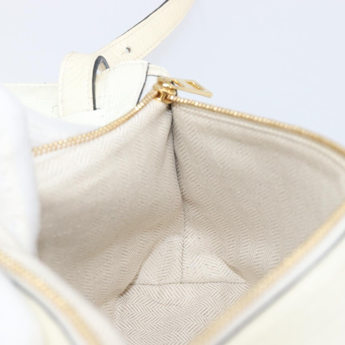 LOEWE Shoulder Bag Leather Ivory Gold Tone Auth 202298