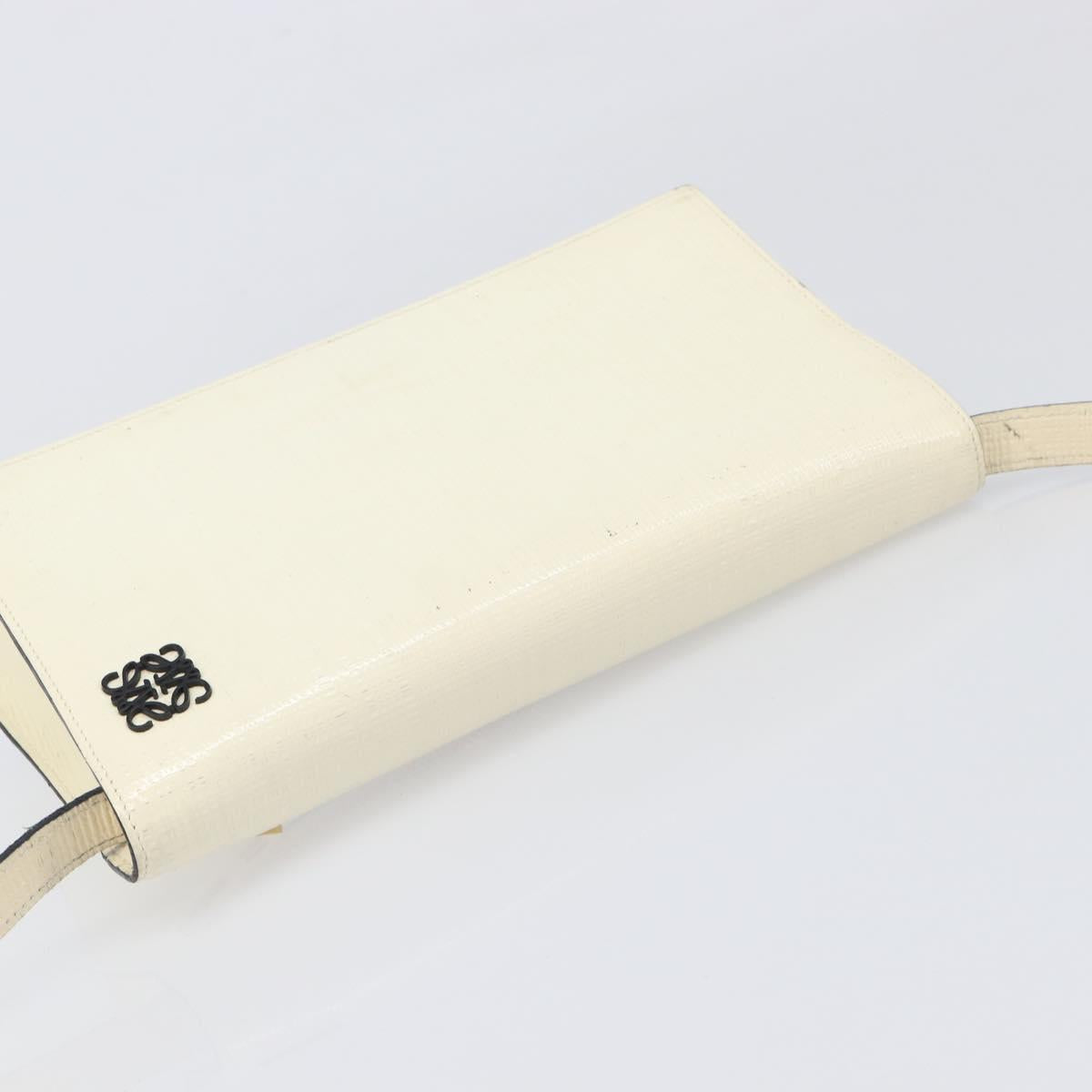 LOEWE Shoulder Bag Leather Ivory Gold Tone Auth 202298