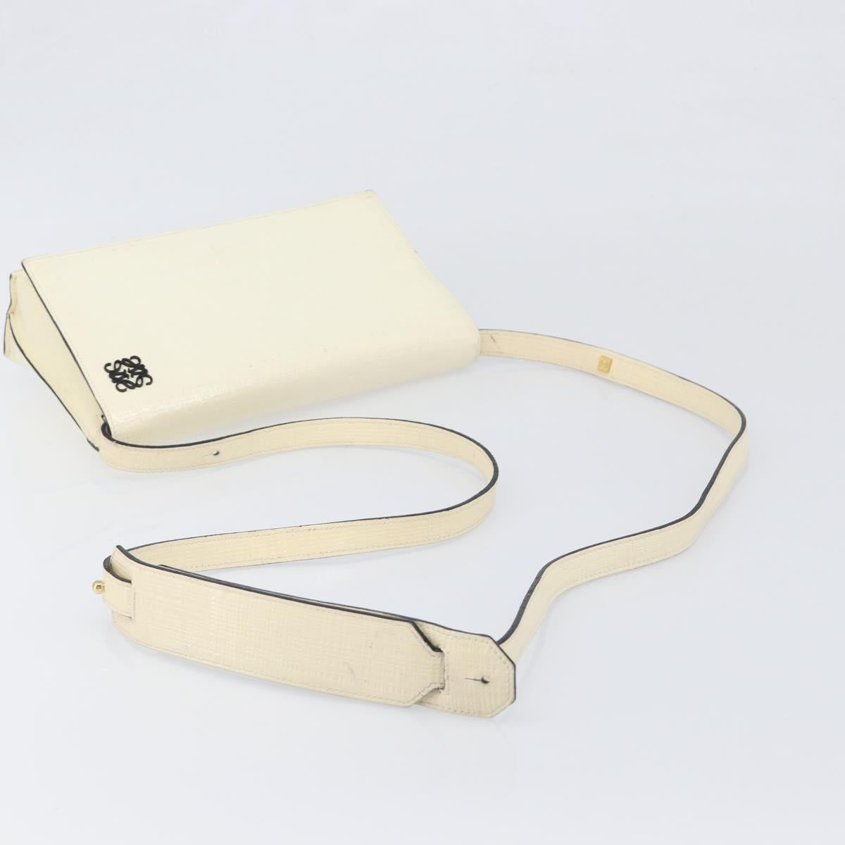 LOEWE Shoulder Bag Leather Ivory Gold Tone Auth 202298
