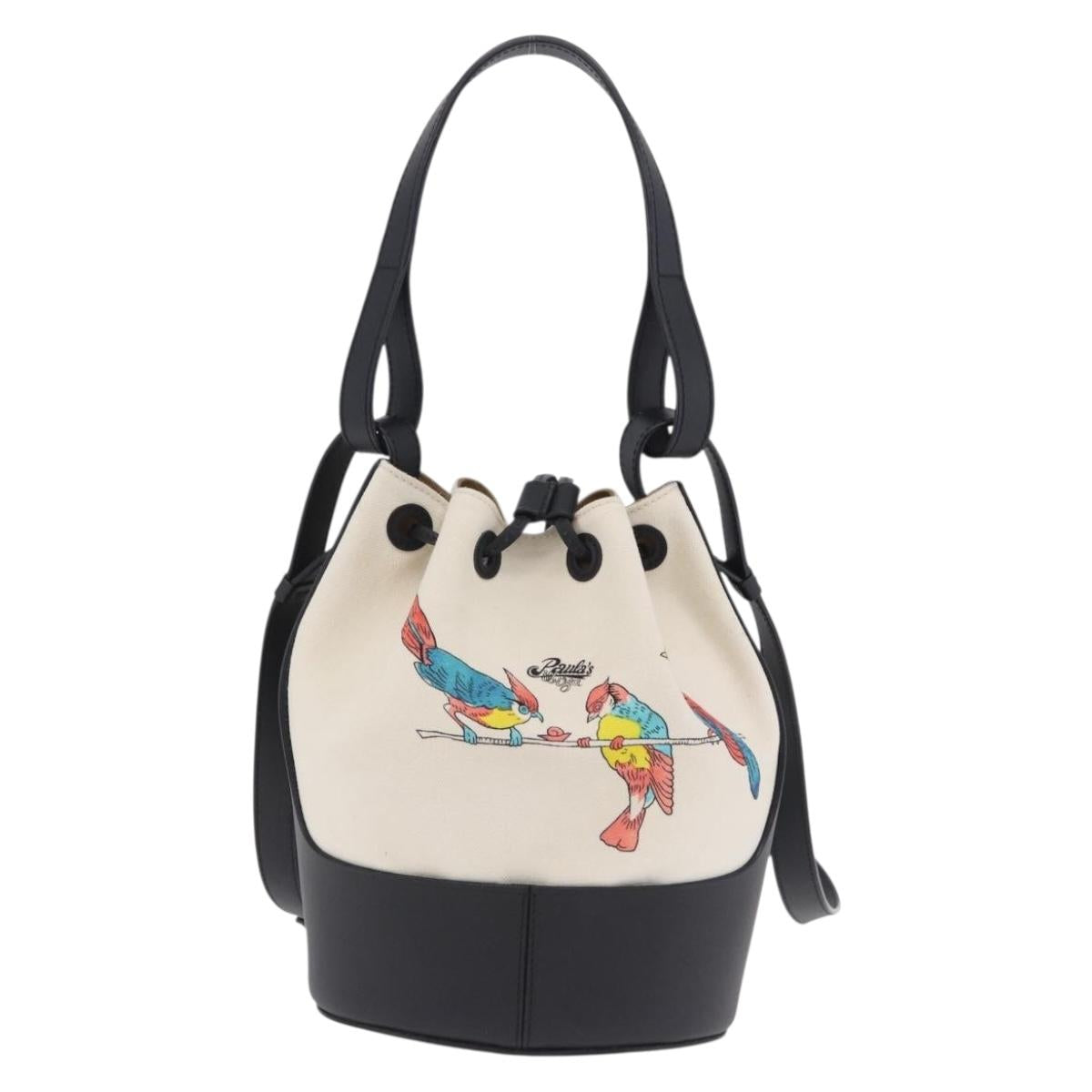 LOEWE Paula's Ibiza Collaboration Bag Canvas 2way Ivory Silver Auth 202301M