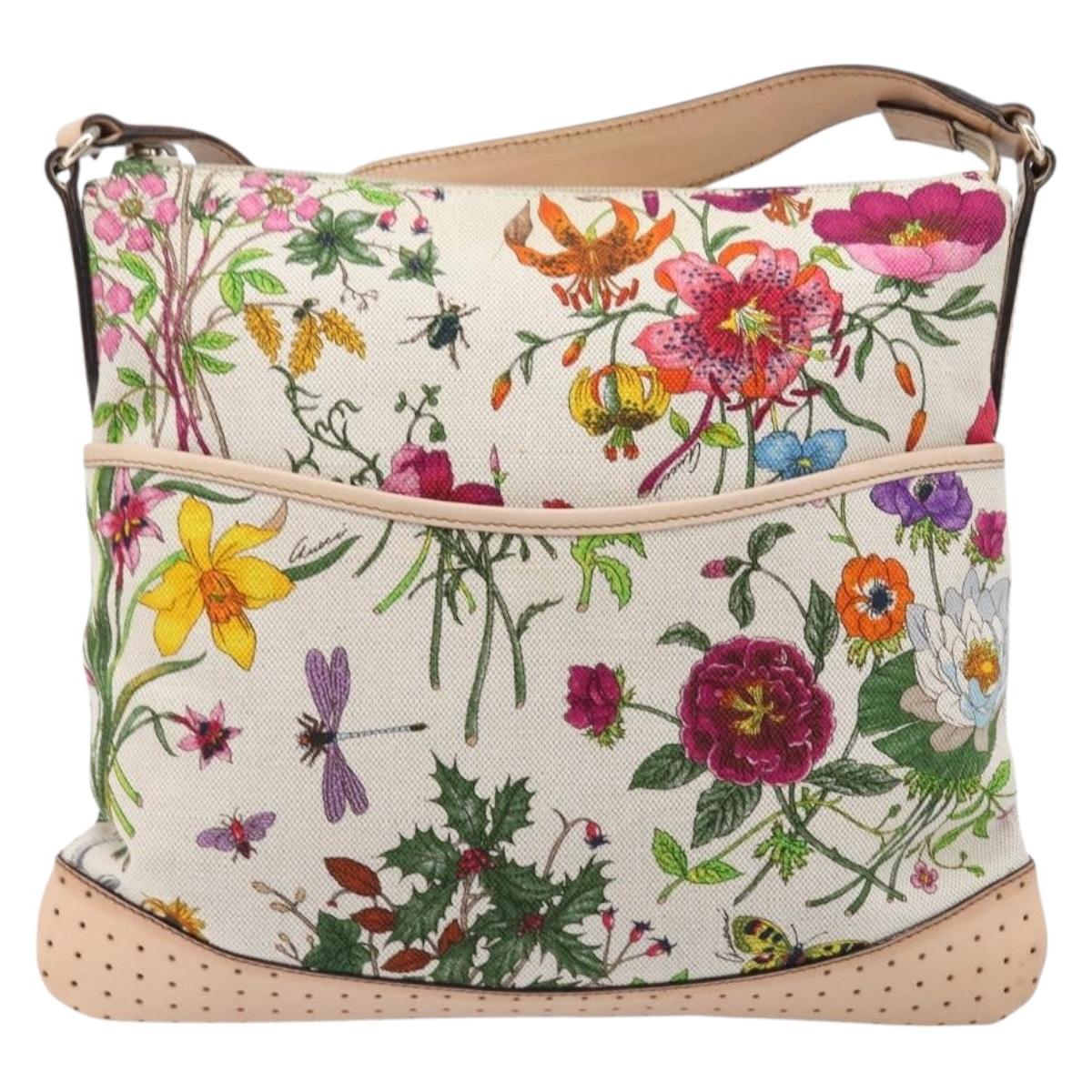 GUCCI flora Shoulder Bag Canvas Multicolor Gold Tone 145857 Auth 202303A