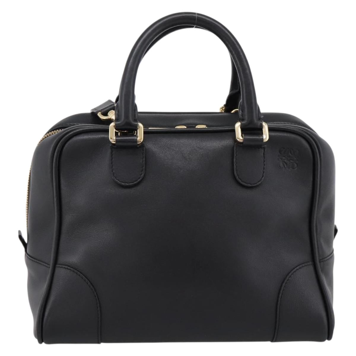 LOEWE Amazona 75 Hand Bag Leather 2way Black Gold Auth 202305V