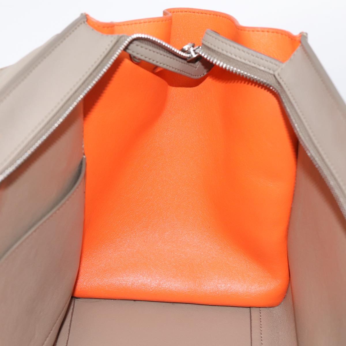 CELINE Trapeze Hand Bag Leather 2way Orange Silver Auth 202307V