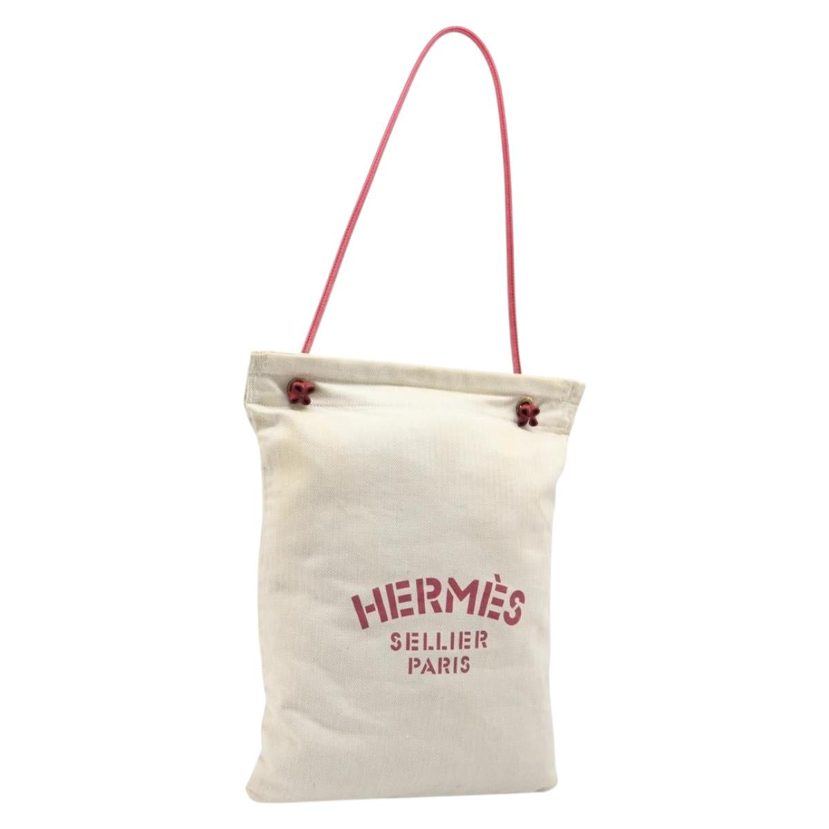 HERMES Aline PM Shoulder Bag Canvas Beige Red Auth 202310