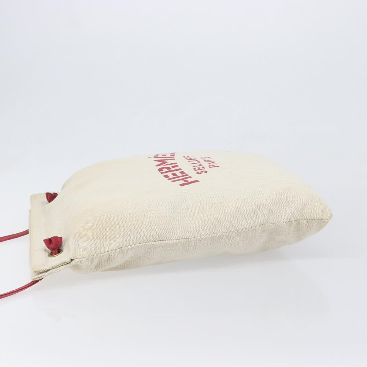 HERMES Aline PM Shoulder Bag Canvas Beige Red Auth 202310
