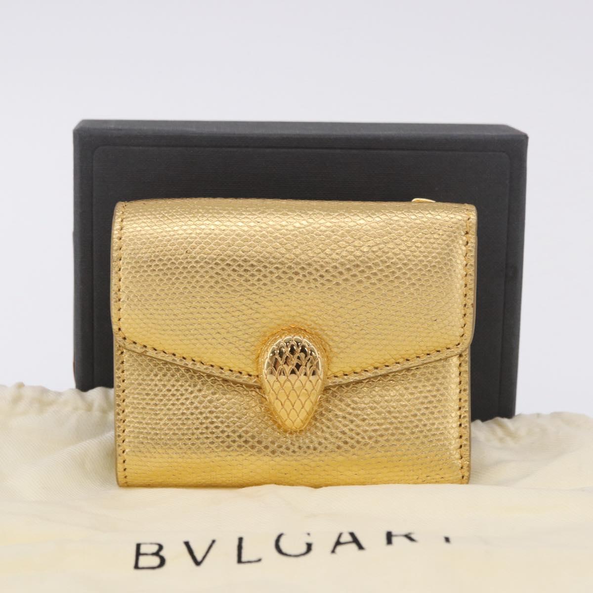 BVLGARI Serpenti Wallet Leather Gold Auth 202311M