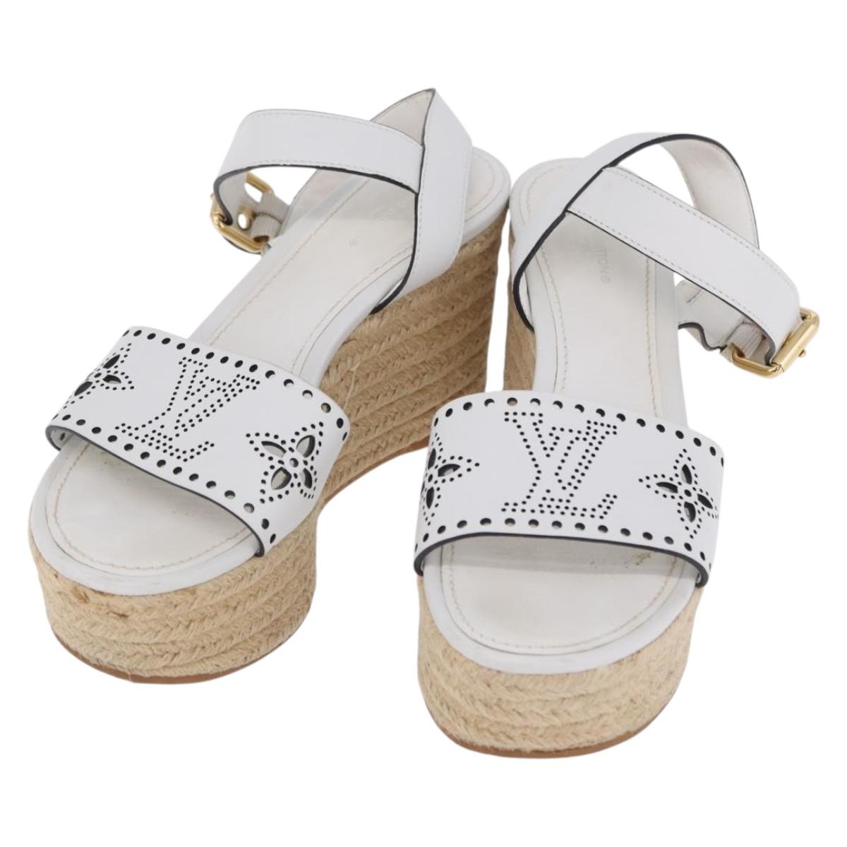 LOUIS VUITTON Star Board Line Sandals Leather White LV Auth 202318M