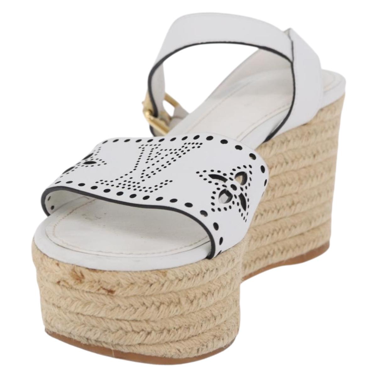 LOUIS VUITTON Star Board Line Sandals Leather White LV Auth 202318M