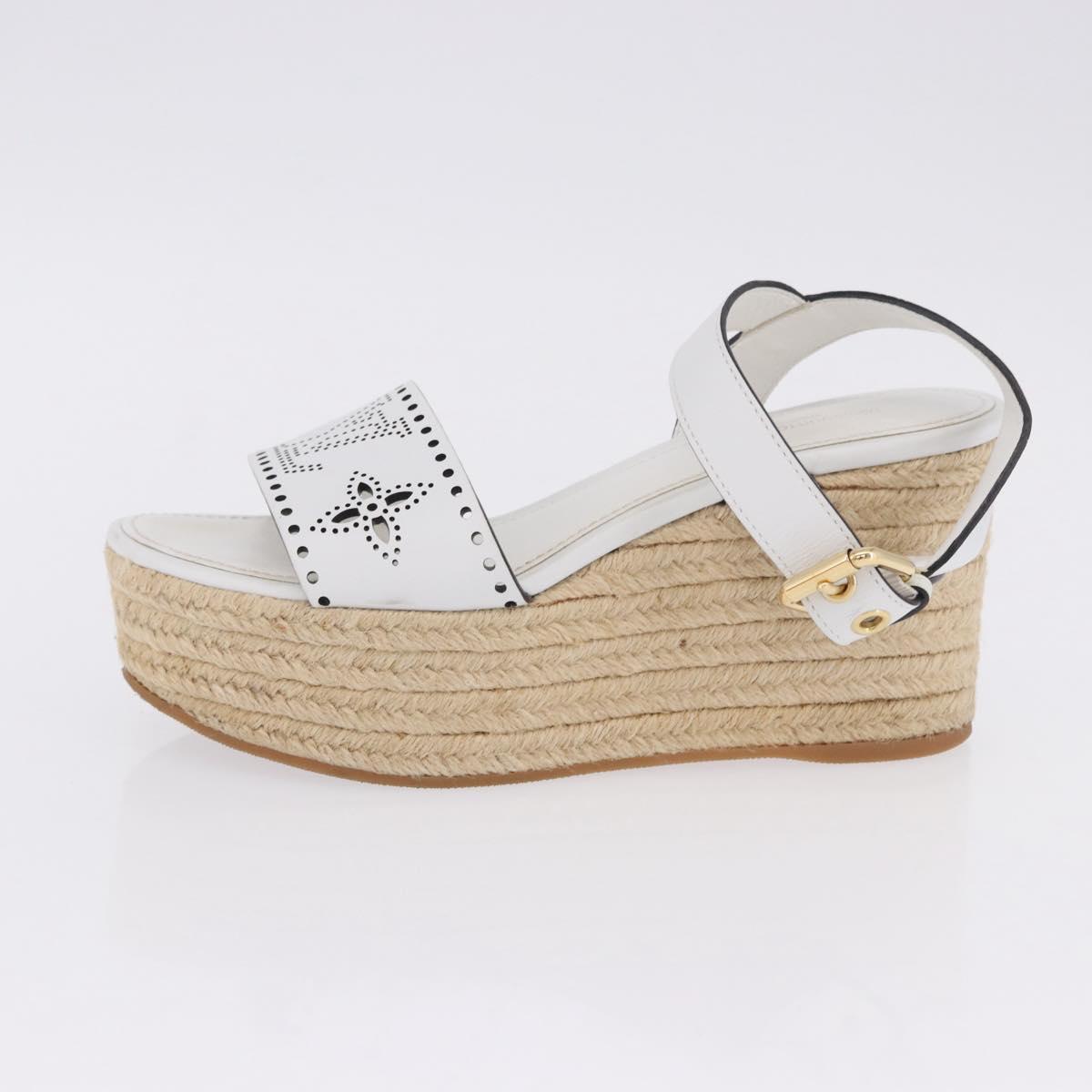 LOUIS VUITTON Star Board Line Sandals Leather White LV Auth 202318M