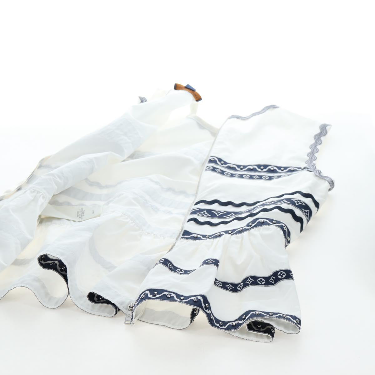 LOUIS VUITTON Sleeveless Top Cotton White Blue LV Auth 202320M