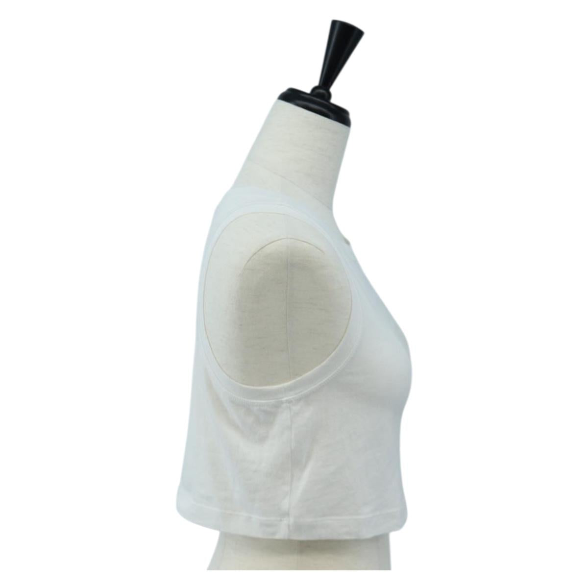 FENDI Cropped Tank Top Cotton White Pink Auth 202322M